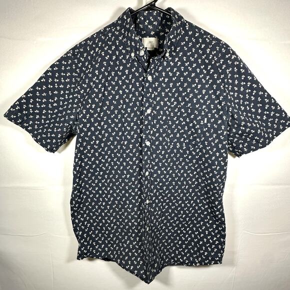 OBEY Propaganda Dandelion Short Sleeve Button Down Shirt Men’s Sz Medium Navy - Picture 3 of 10